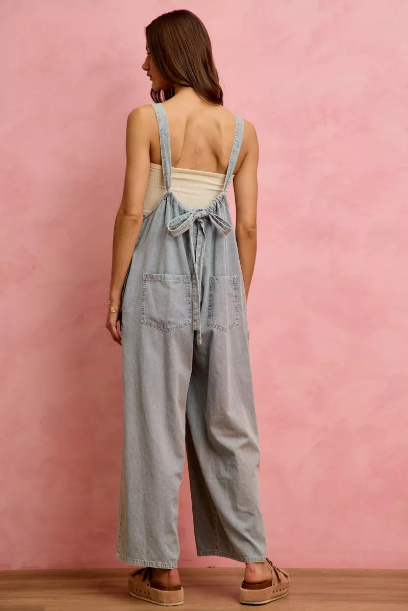Wide Leg Lightweight Denim Overalls