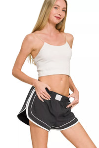 Zenana Soft Woven Lined Dolphin Shorts in Black