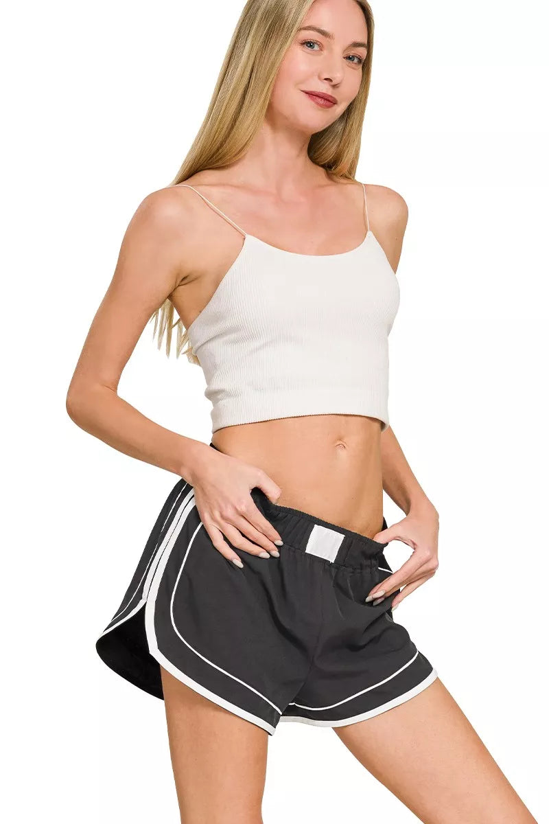 Zenana Soft Woven Lined Dolphin Shorts in Black
