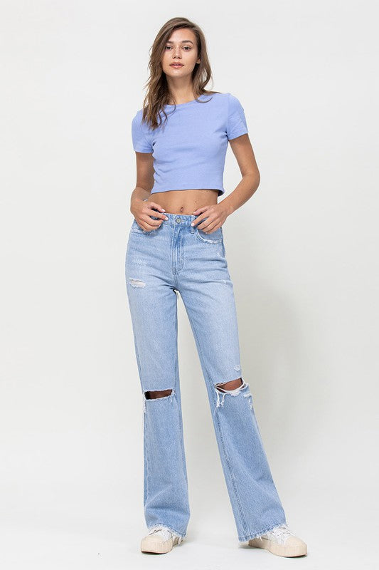 VERVET by Flying Monkey Light Wash 90's Vintage Distressed Flare Jeans