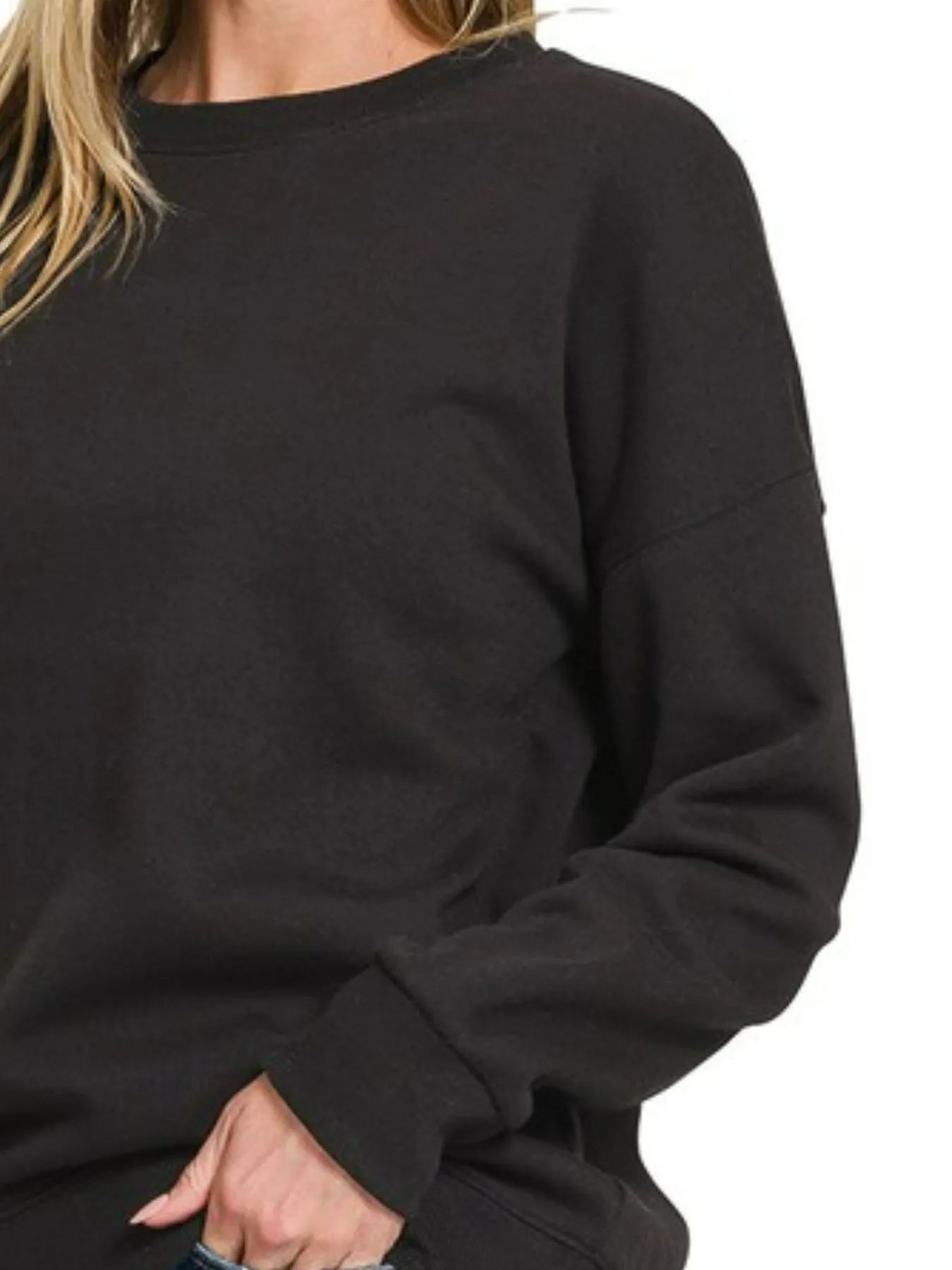 Zenana Basic Fleece Sweatshirt in Black