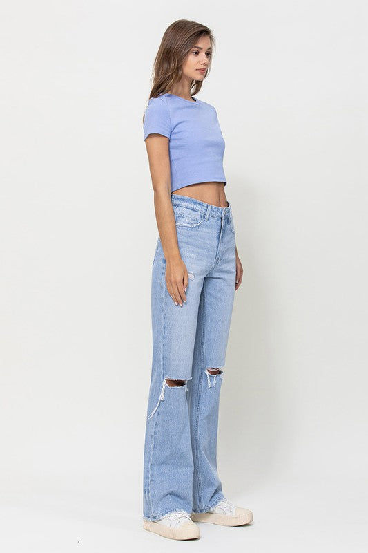 VERVET by Flying Monkey Light Wash 90's Vintage Distressed Flare Jeans