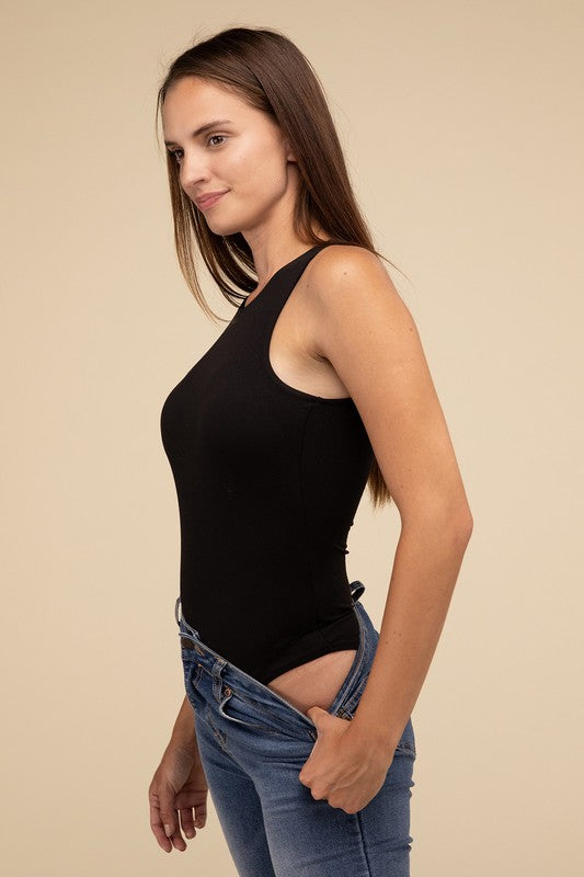 Sleek High Neck Sleeveless Padded Bodysuit