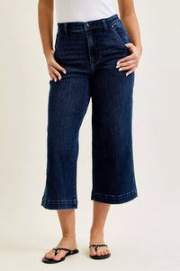 Judy Blue High Rise Cropped Wide Leg Trouser Jeans