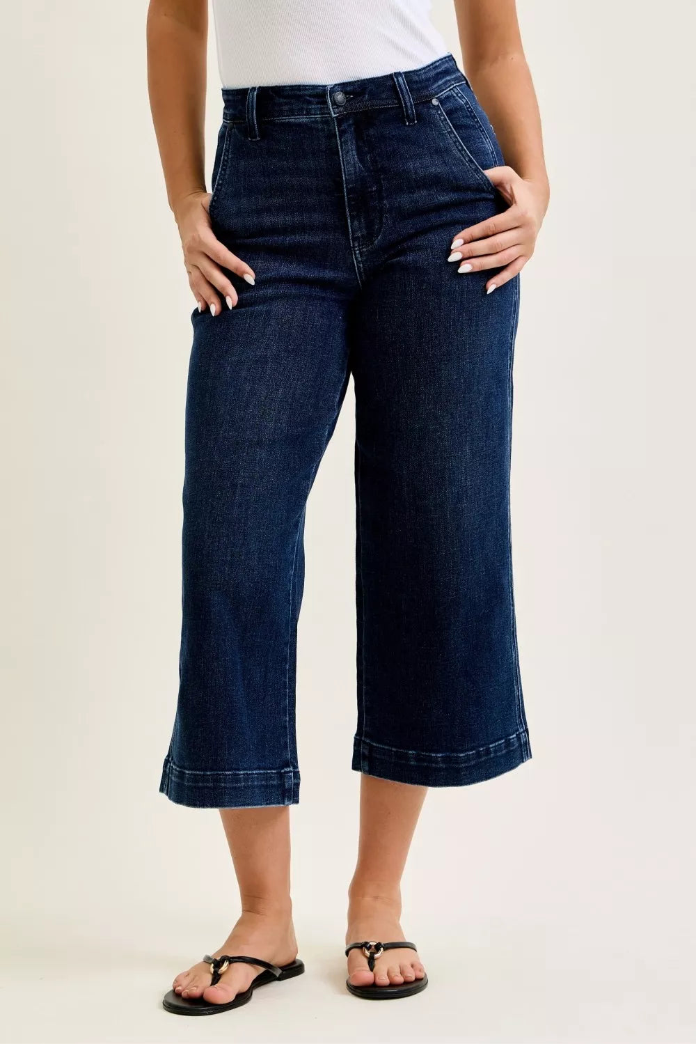 Judy Blue High Rise Cropped Wide Leg Trouser Jeans