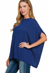Zenana Light Navy Oversized Short Sleeve Knit Top