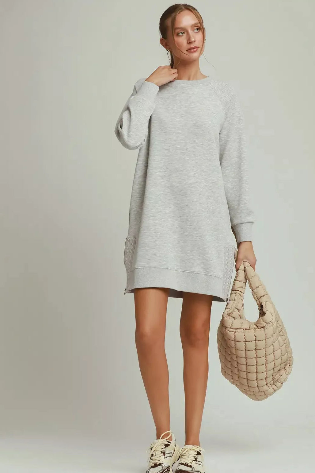 Umgee Side Crochet Zipper Detailed Casual Dress