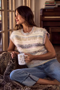 So Me Fuzzy Multi Color Stripe Cozy Sweater Top