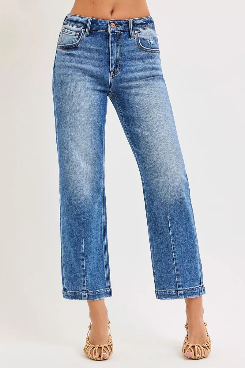 Risen High Rise Crop Boyfriend Tapered Jeans