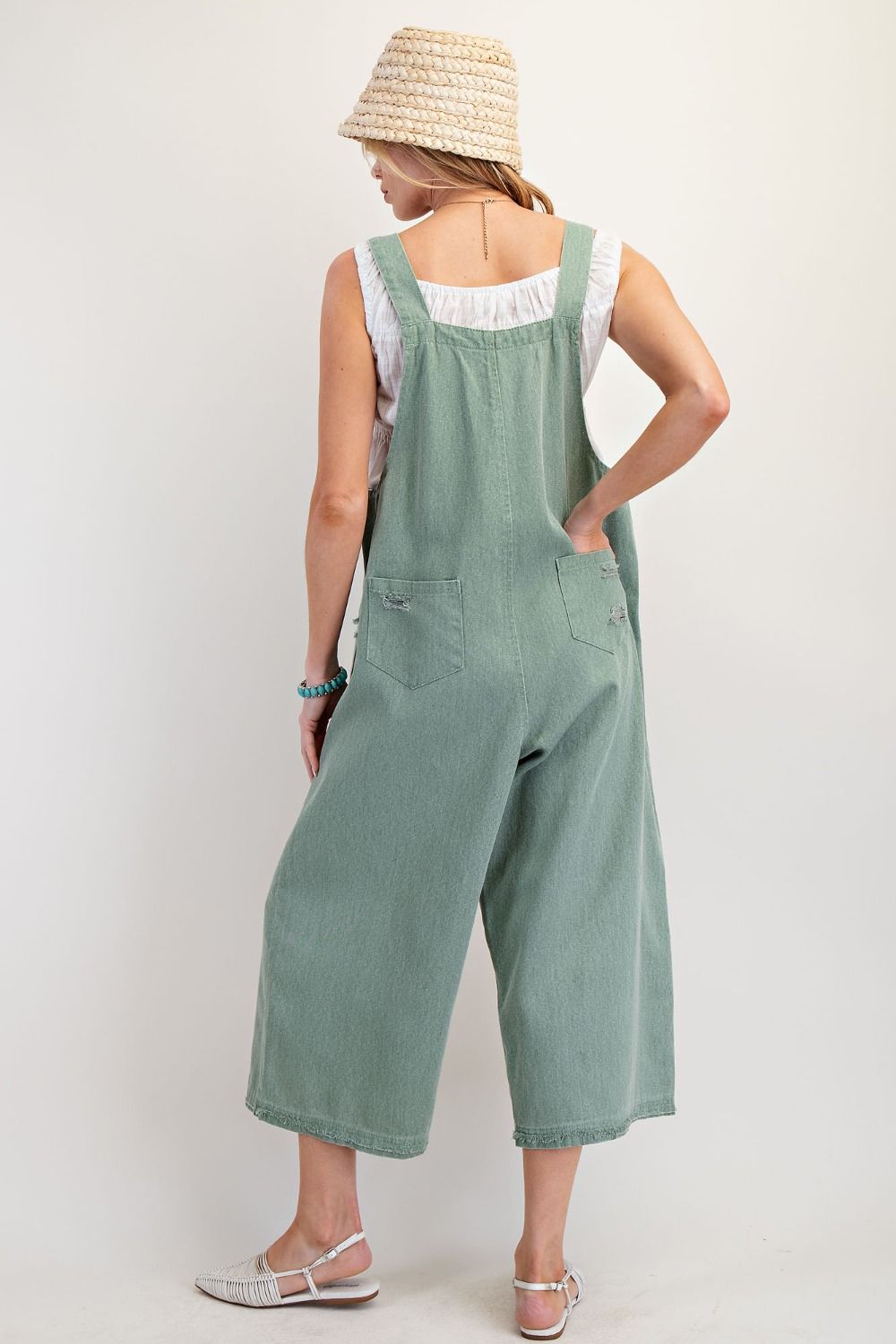 Easel Sage Washed Twill Overalls