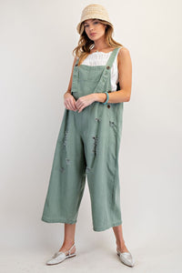 Easel Sage Washed Twill Overalls