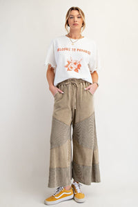 Easel Washed Thermal Mix French Terry Knit Pants