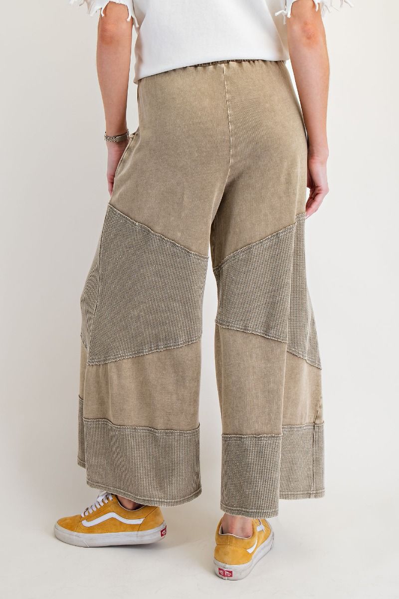 Easel Washed Thermal Mix French Terry Knit Pants