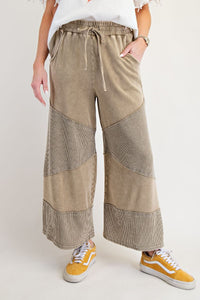 Easel Washed Thermal Mix French Terry Knit Pants