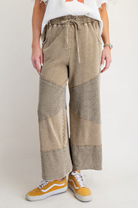 Easel Washed Thermal Mix French Terry Knit Pants