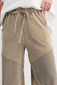 Easel Washed Thermal Mix French Terry Knit Pants