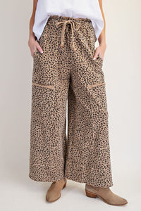 Easel Animal Print Mineral Washed Terry Knit Lounge Pants
