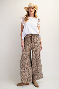 Easel Animal Print Mineral Washed Terry Knit Lounge Pants