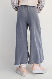 Easel Mineral Washed Wide Leg Terry Sweatpants in Ash
