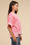 Contrast Trim Drop Shoulder Casual Top