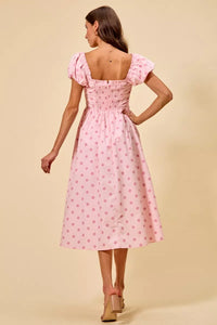 Pink Polka Dot Midi Dress