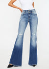 Kancan High Rise Wide Waistband Flare Jeans