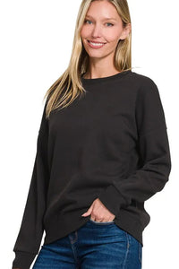 Zenana Basic Fleece Sweatshirt in Black