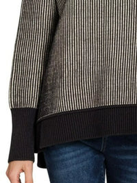 Zenana Two Tone Ribbed Sweater in Black