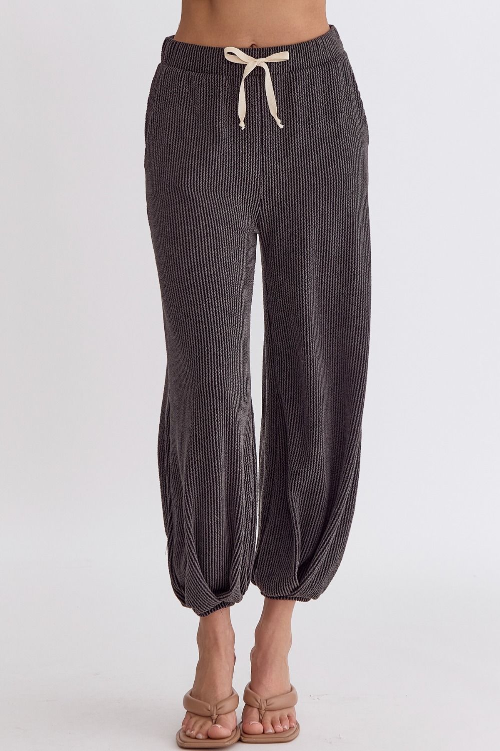 All Day Every Day Ribbed Pleated Hem Joggers