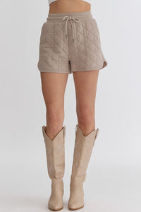 Quilted Curved Hem Shorts - Taupe