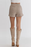 Quilted Curved Hem Shorts - Taupe