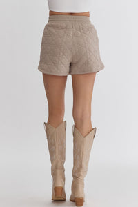 Quilted Curved Hem Shorts - Taupe