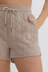 Quilted Curved Hem Shorts - Taupe