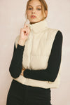 Cropped Puffer Vest - Sand