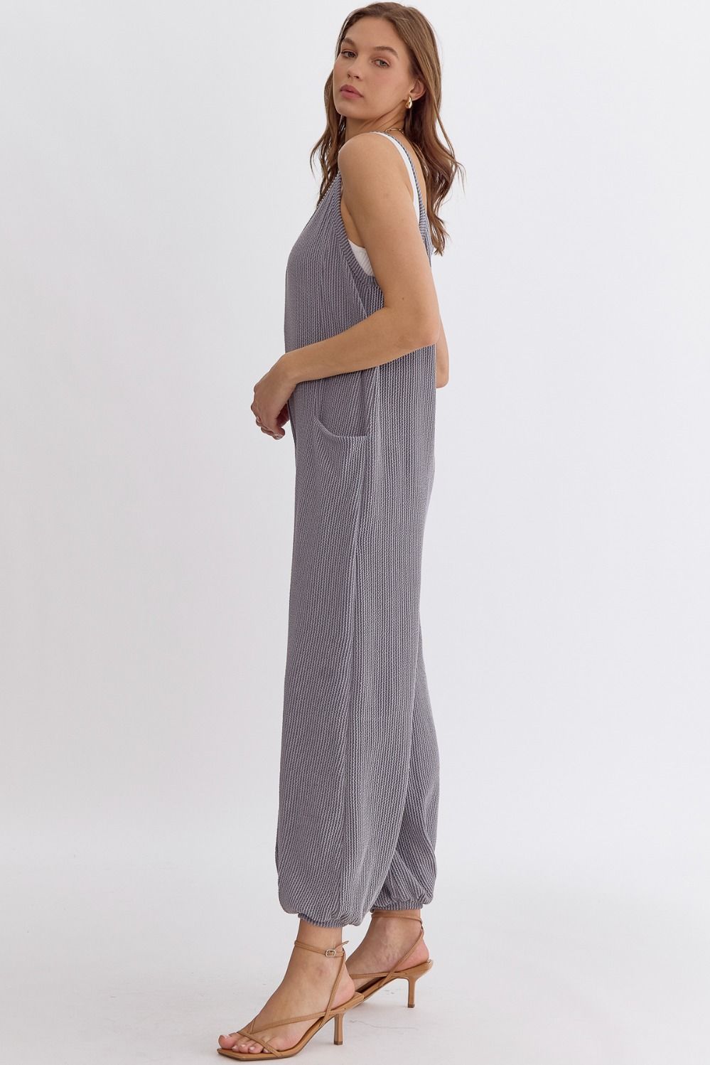 Sublime Casual Ribbed Jumpsuit - Silver