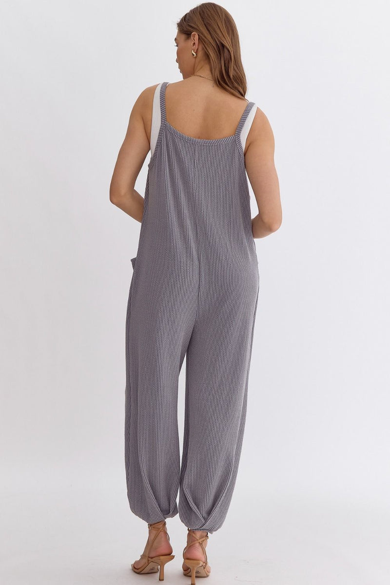 Sublime Casual Ribbed Jumpsuit - Silver