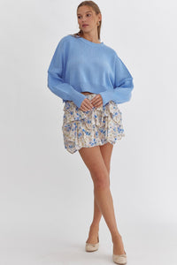 Kylie Cropped Pullover Sweater - Chambray
