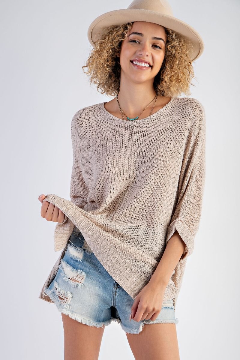 It's A Breeze Sweater Knit Top - Khaki