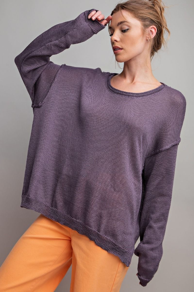 On The Dunes Lightweight Sweater Knit Top - Purple