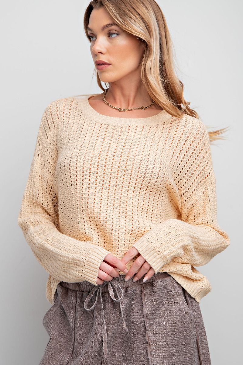 Easel Oatmilk Open Knit Sweater ET18439