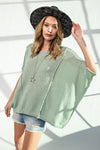 Relaxed Fit Dolman Sleeves Knit Top - Light Sage