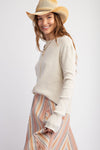 Ribbed Knit Mineral Washed Long Sleeve Top