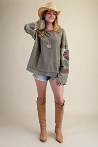 Easel Inside Out Washed Terry Pullover - Faded Olive