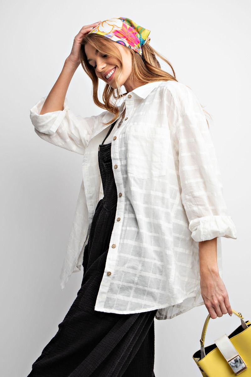 Textured Voile Button Down Shirt ET70394