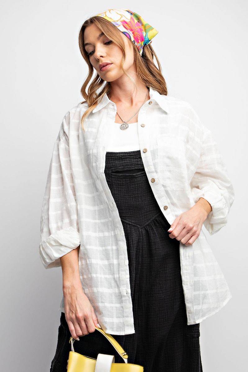 Textured Voile Button Down Shirt ET70394