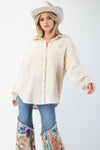 Double Layer Cotton Gauze Button Down Shirt