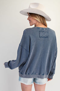 Easel Strawberry Patch Washed Terry Pullover