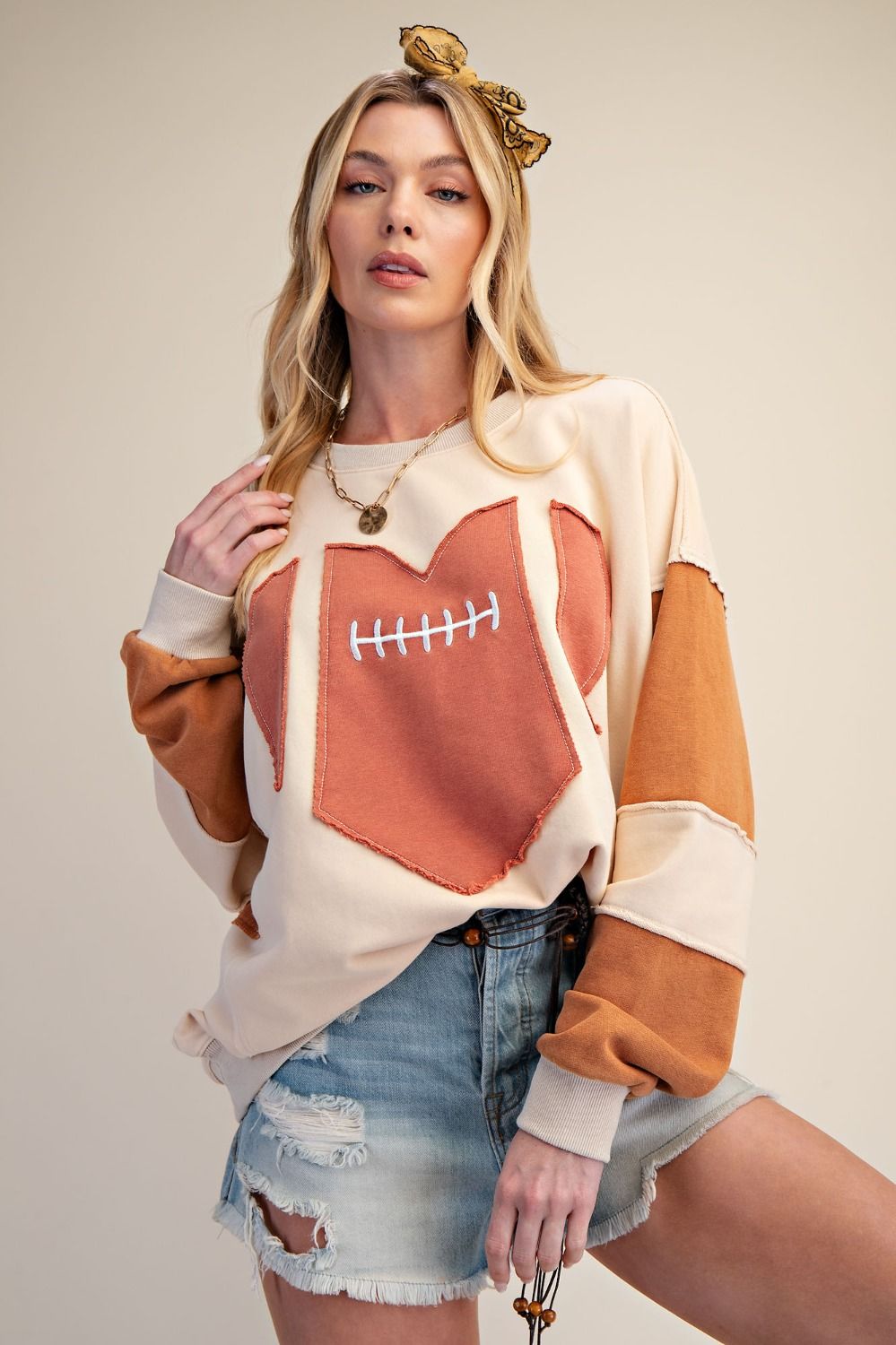 Easel Game Day Patch Washed Terry Pullover