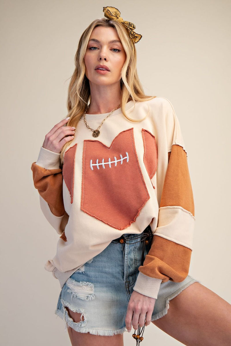 Easel Game Day Patch Washed Terry Pullover