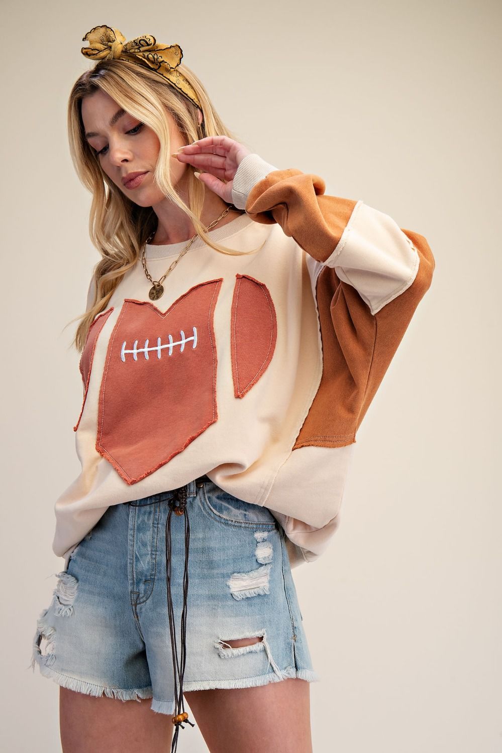 Easel Game Day Patch Washed Terry Pullover